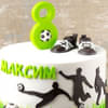 Zoomed View of  Super Kick Football Fondant Cake